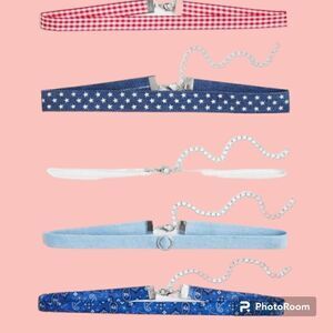 Torrid Americana Choker 5pc Set Red White Blue Stars Summer 4th of July Necklace